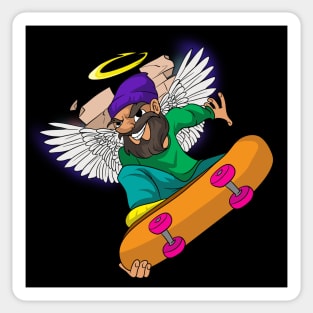 Hipster Angel with wings Skating Sticker